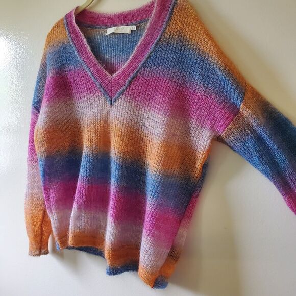 ASTR The Lable Womens XS Oversize Rainbow Sweater Mohair Wool Nylon Open Knit - Picture 3 of 8